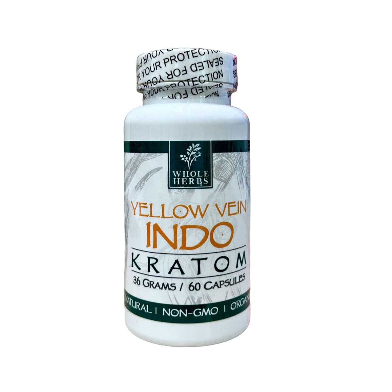 Whole Herbs Kratom Yellow Vein Indo 60 Count