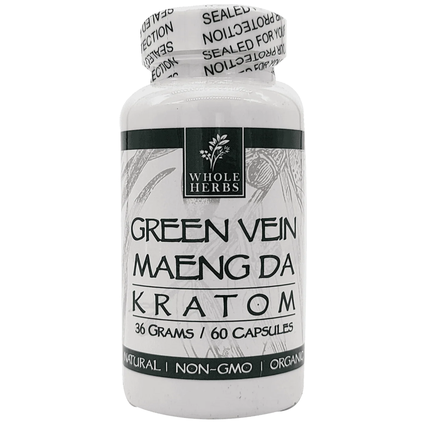 Whole Herbs Kratom Green Vein Maeng Da 60 Count