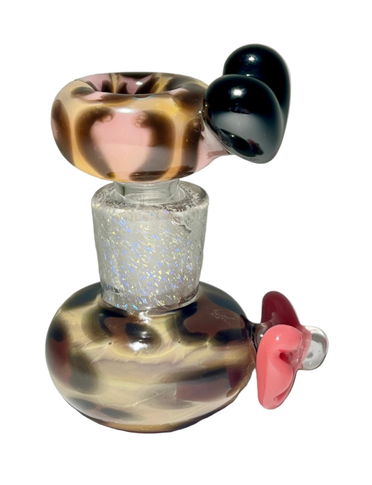 Sakibomb Two Piece Dichroic Leopard Bow Heart Chillum