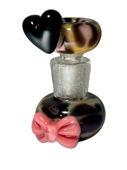 Sakibomb Two Piece Dichroic Leopard Bow Heart Chillum