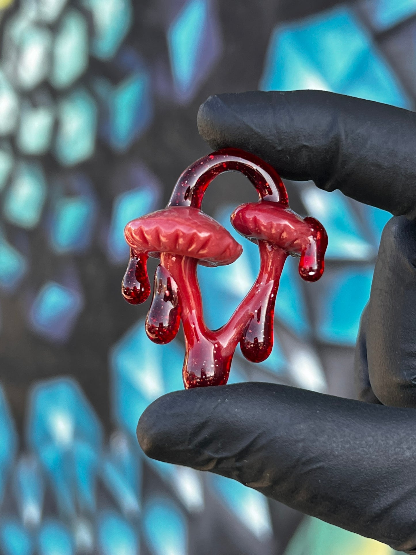Hensley Red Drippy Mushroom Pendant