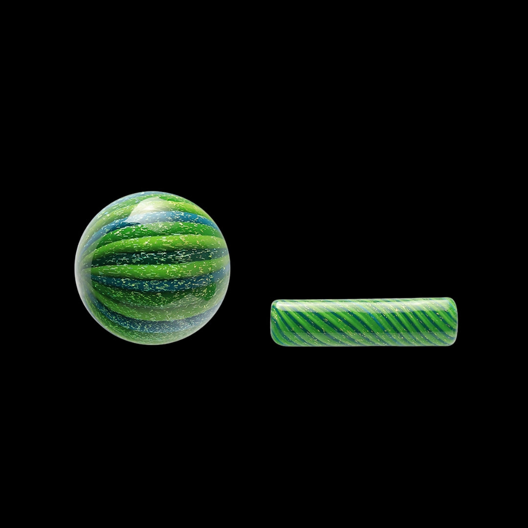 Terporium 19mm Green Dichro Swirl Marble and Pillar Set
